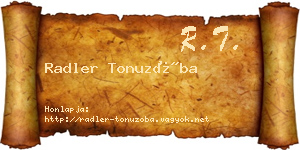 Radler Tonuzóba névjegykártya